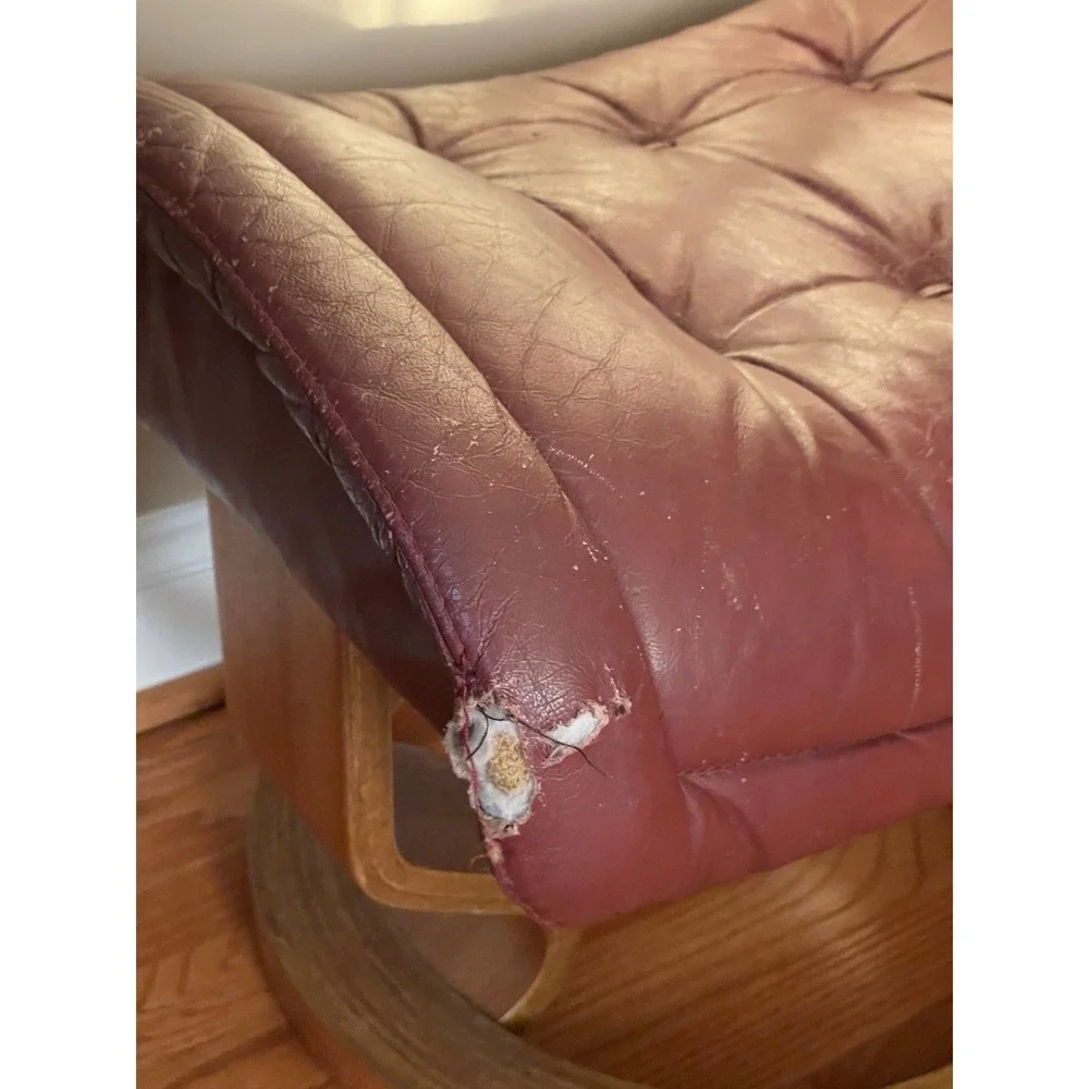 Ekornes Stressless Ottoman‎ Burgundy Leather Foot Stool